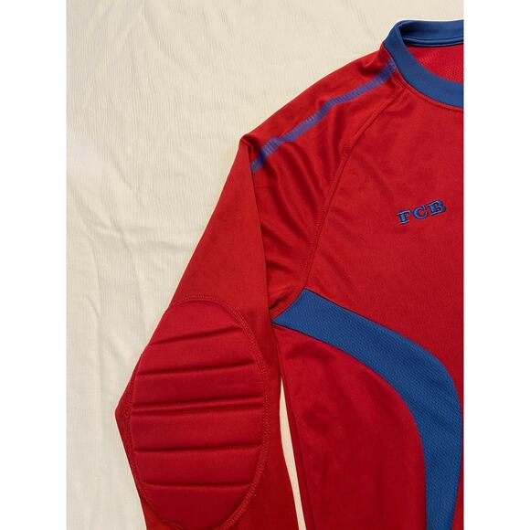 FC Barcelona Goalkeeper Soccer Jersey Mens Medium Large Red Elbow Pads Padded - Picture 5 of 14